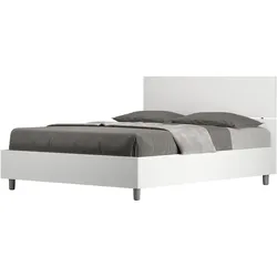 Itamoby Französisches Doppelbett mit Container 140x190 geradem Kopfteil in weißer Esche Demas