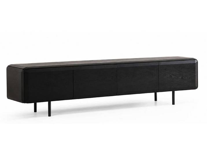 JVmoebel Lowboard TV-Möbel Modern Schwarz Minimalistisch Standmodell Strukturiert Lang, Made in Europa