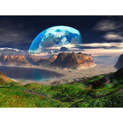 Fototapete PAPERMOON "PLANETEN-FUTURISTISCH WELTRAUM MOND GALAXIE UNIVERSUM", bunt, B:5m L:2,8m, Vlies, Tapeten
