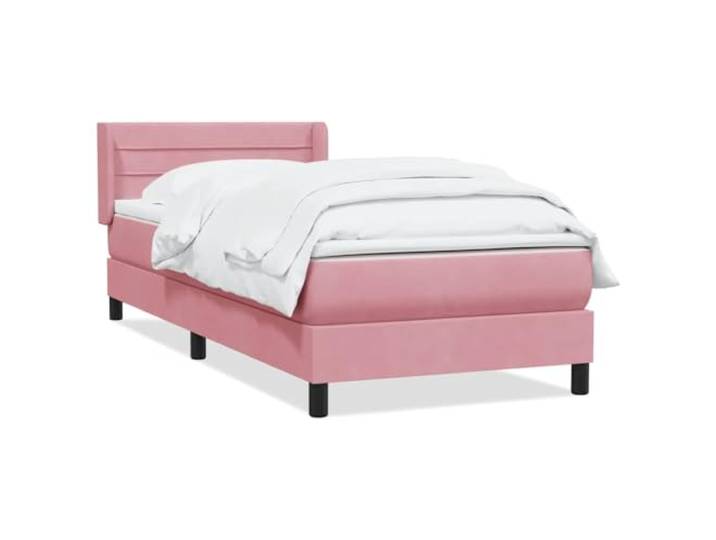 LKJephalotrope Boxspringbett 80x220 cm Samt Rosa mit Matratze und Topper Samt-Einzelbett im Komplettset mit höhenverstellbarem Kopfteil und Matratze für maximalen Schlafkomfort im Schlafzimmer.