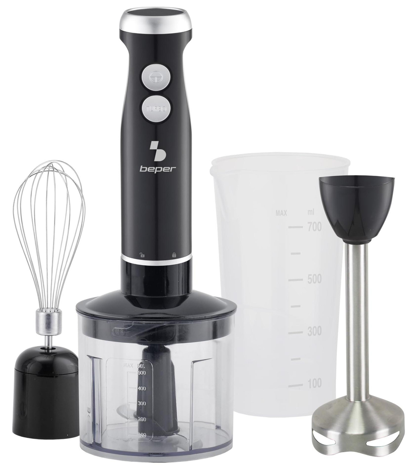 Beper P102FRU151 4-in-1 multifunctionele staafmixer met 500 ml hakmolen