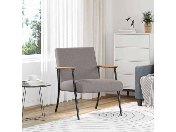 NLQMSU Sessel, Taupe, Stoff, Stahlrahmen, ergonomisches Design Weiche samtige Textur, minimalistischer Look, gepolsterte Sitzfläche, stützende Rückenlehne, robuster Stahl, pflegeleicht