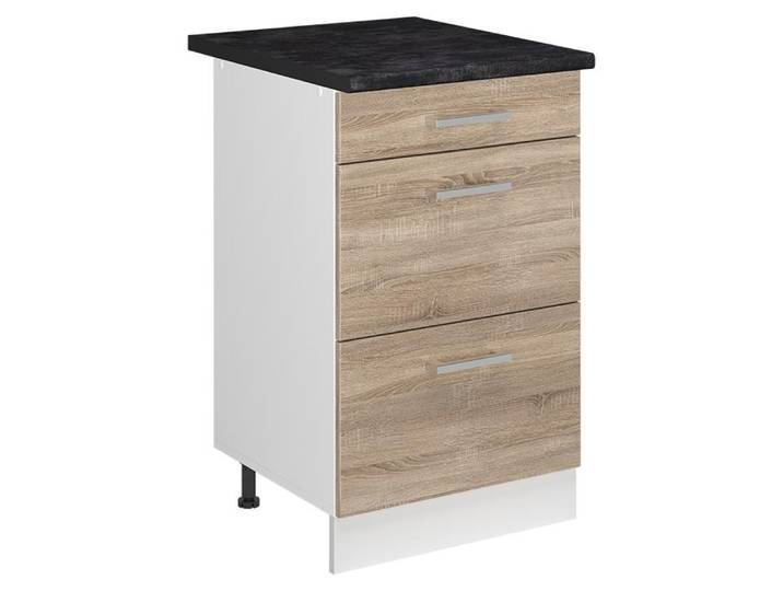 Küchenunterschrank Vicco R-Line Sonoma/Weiß 50 cm Arbeitsplatte Anthrazit, Model 69763