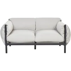 GARTENSOFA 2-Sitzer Aluminium hellgrau/schwarz Esperia