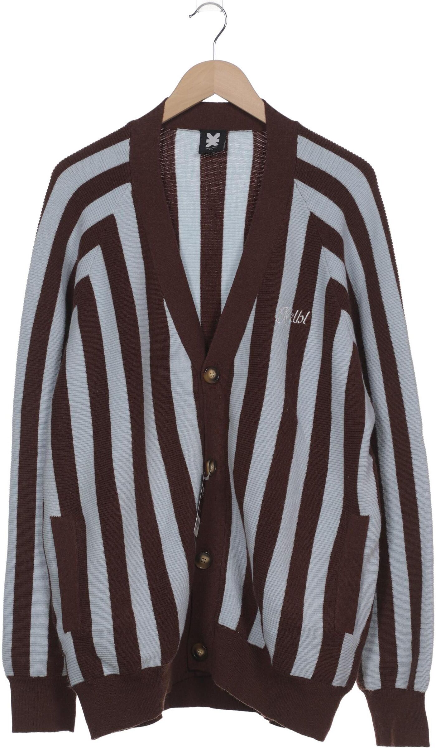Karo Kauer Herren Strickjacke, Braun, Gr. L, Wolle - Second Hand