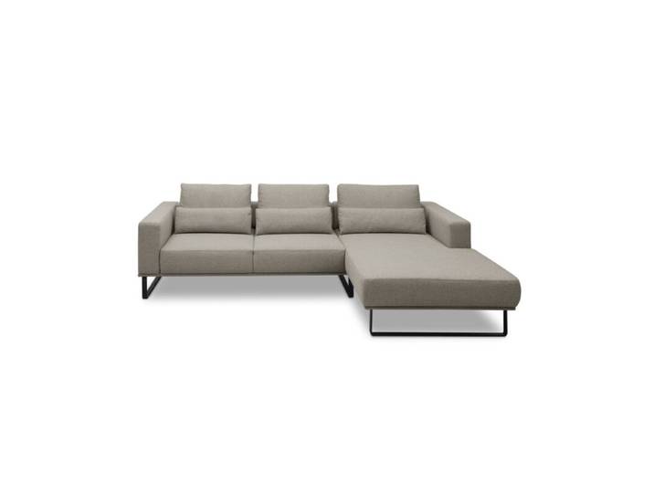 Musterring JustB! PM100 Ecksofa optional mit motorischem Sitzvorzug - Flachgewebe Mono taupe - 312 x 185 - ohne Funktion - ohne Zusatzausstattung - rechts ohne Funktion Modern, Zeitlos