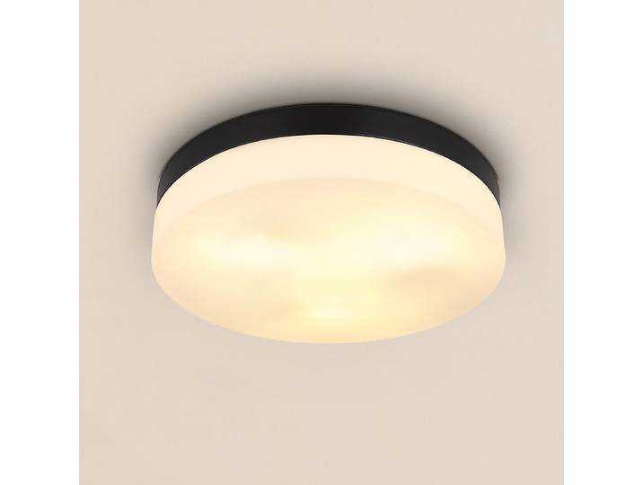Plafonnier Ø 30cm Blanc/Noir/Noir mat
