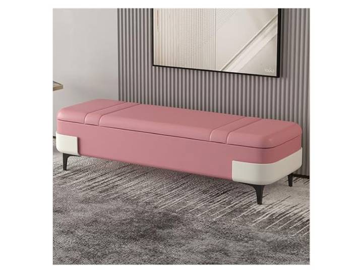 RUNZE765Z Dekorativ Leder-Aufbewahrungsbank, modernes Schlafzimmer(Pink)