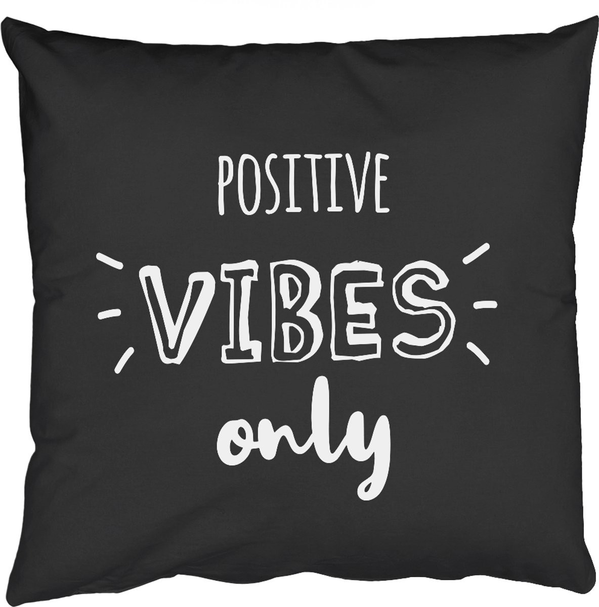 Sierkussen met quote Positive vibes only, 50 x 50 cm