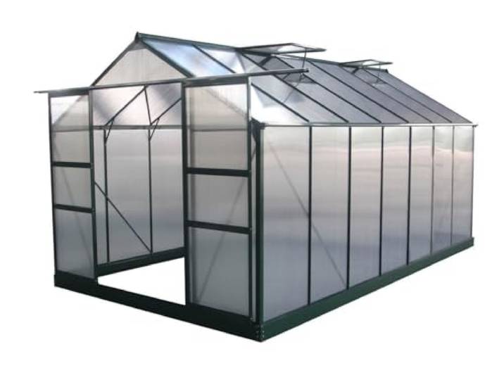 Gartengewächshaus aus Polycarbonat Dahlia Tannengrün 13,29 m²