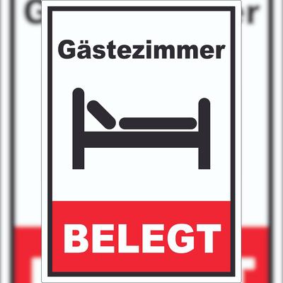 HB-Druck Gästezimmer BELEGT HOCHKANT Aufkleber A0 (841x1189mm)