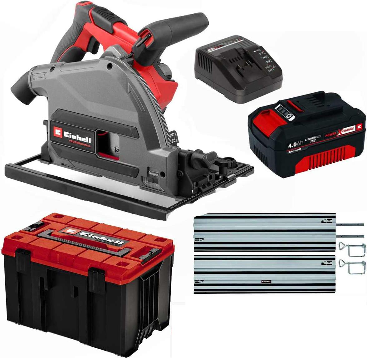 Einhell Tauchsäge TP-PS 18/165 Li BL -Führungsschiene, Akku 4.0 Ah, Systainer