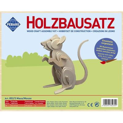 PEBARO 852/3 - Holzbausatz Maus, 25 Teile, Holzkonstruktion zum Zusammenstecken