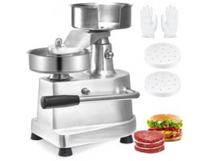VEVOR Presse à Hamburger Commerciale 130 mm de Diamètre Machine à Burger Manuelle en Inox SUS304 Presse Steak Haché avec Poignée Ergonomique Papiers Gants pour Hamburgers Galettes Barbecue Pique-nique