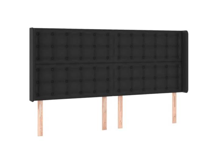 Makastle Kopfteil mit Ohren Schwarz 183x16x118 cm Kunstleder Höhenverstellbar