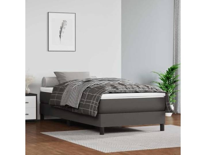 Taschenfederkernmatratze für Mittel Grau 80x160 cm Kunstleder Schmutzabweisendes Kunstleder,leicht zu reinigen,mittelharte Unterstützung,Rücken- und Bauchschläfer