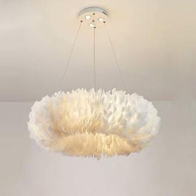 50cm Pendellaterne Design Pendelleuchte LED Federlicht Romantisch Ring Metall Modern 220-240V