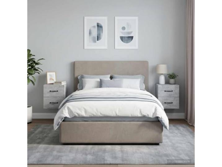 YUTAASU Wandmontierter Nachttisch 2 STK Betongrau 34,5x33x40 cm Schwebend, Stabil, Mehrere Schubladen, Vielseitig, Pflegeleicht