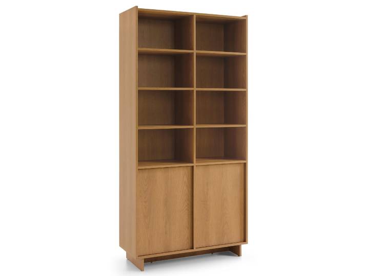 Zweittüriges Regal Yasumi mit Regalböden, 98 cm, Karamelleiche