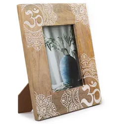 Lrg Mango Wood Picture Frame (for 13x18cm) 28x23x2cm - Mandala - White