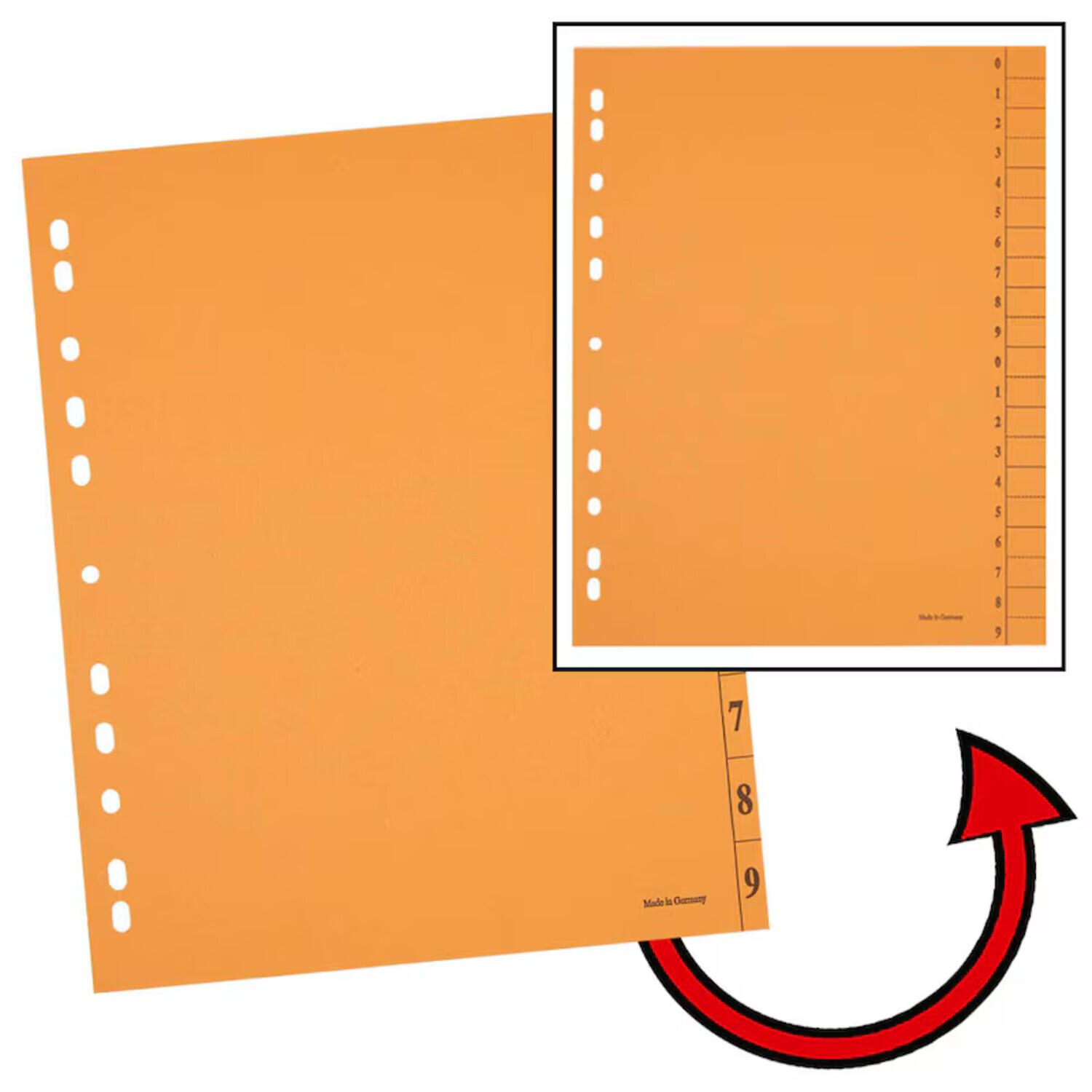 neutral Trennblätter DIN A4 0-9 orange, 250 g/qm, 100 St. 9511106100BP