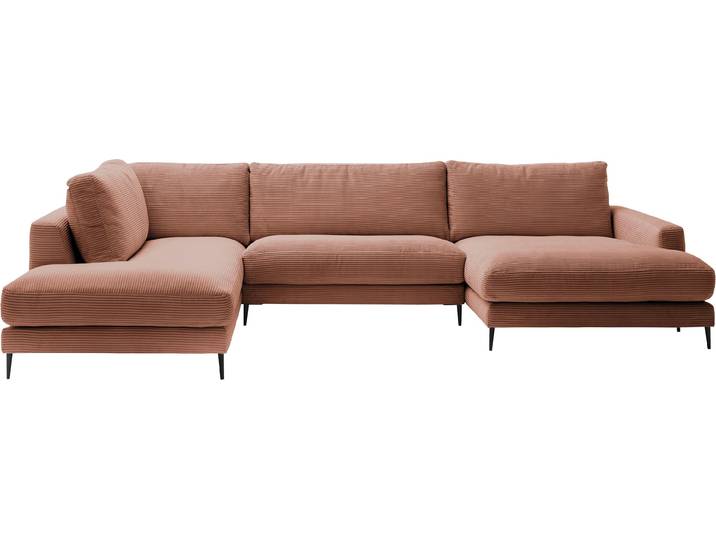 Wohnlandschaft HOME AFFAIRE Downtown XXL B/T/H: 341/223/84 cm Loungemöbel zum Relaxen , braun (rost), B:341cm H:84cm T:223cm, 88% Polyester, 12% Polyacryl, Sofas, Wohnlandschaft, weicher Sitzkomfort, Cord-Bezug, weicher Sitzkomfort U-Form