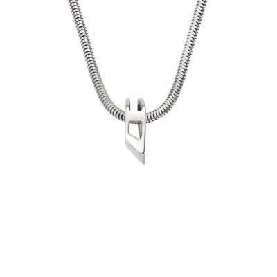 Kette mit Anhänger DIESEL "Schmuck Geschenk Edelstahl D LOGO", silber (edelstahlfarben), Halsketten, Damen, Edelstahl, L: 50 B: 3mm, B:3mm