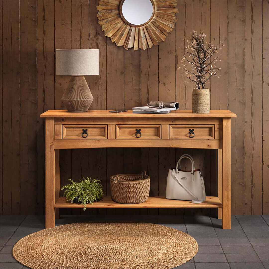 Borough Wharf Annam Solid Wood Top Console Table Brown 73cm H x 122cm W x 32cm D