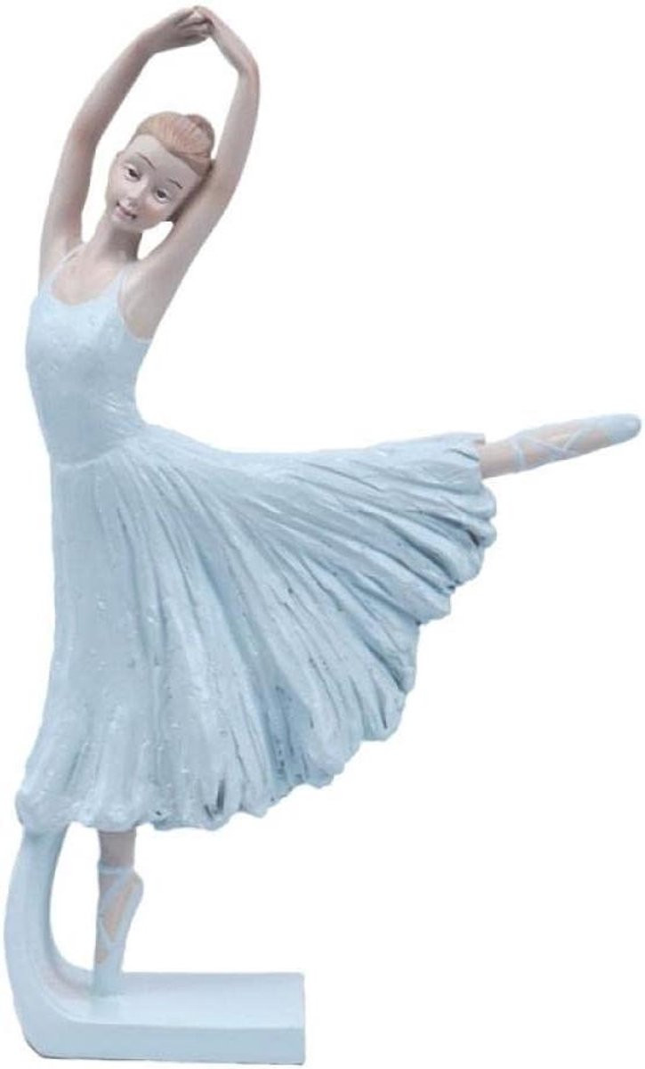Dansend Ballet Meisje Bloem Fee Beeldje Multicolor - Bureau Decoratie van Hars - 14 x 24,5 cm