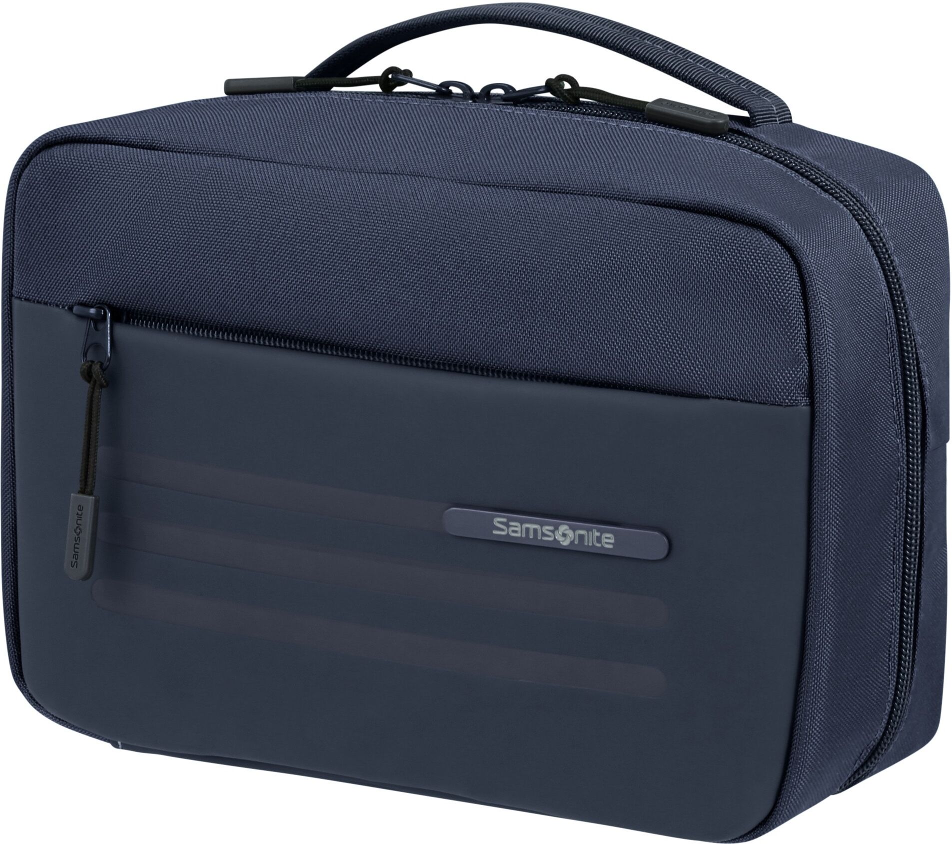 Kulturbeutel SAMSONITE "STACKD Toilet Kit, 17 cm", Damen, Gr. B/H/T: 24,3cm x 16,8cm x 9,5cm, blau (navy), Polyester, Polyurethan, Taschen Kulturbeutel, Beautybox Schminketui Kosmetikbox Beauty-Bag zum Aufhängen navy B/H/T: 24,3cm x 16,8cm x 9,5cm