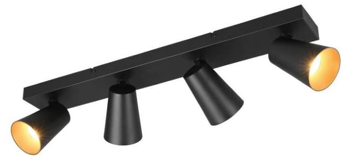 Trio Leuchten Sharp 4-licht opbouwspot zwart en goud/messing met GU10 fitting
