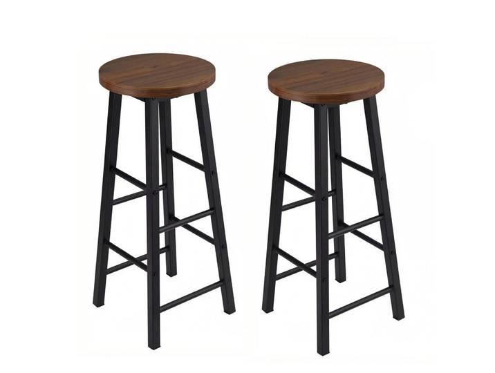 ComfortXL Barhocker De-36156 2er Set im Bistro-Stil Braun, Metall, 30x71x30 cm, Esszimmer, Barmöbel, Barhocker