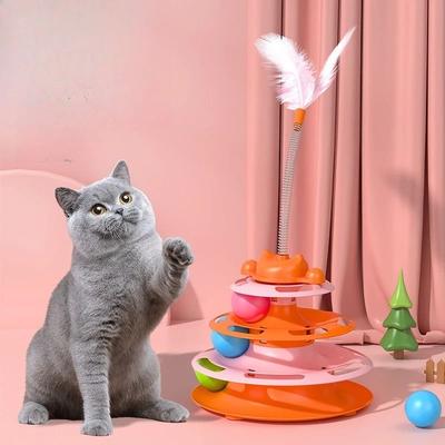 Uplift Essentials Triple Tier Tower Of Tracks Cat Toy orange