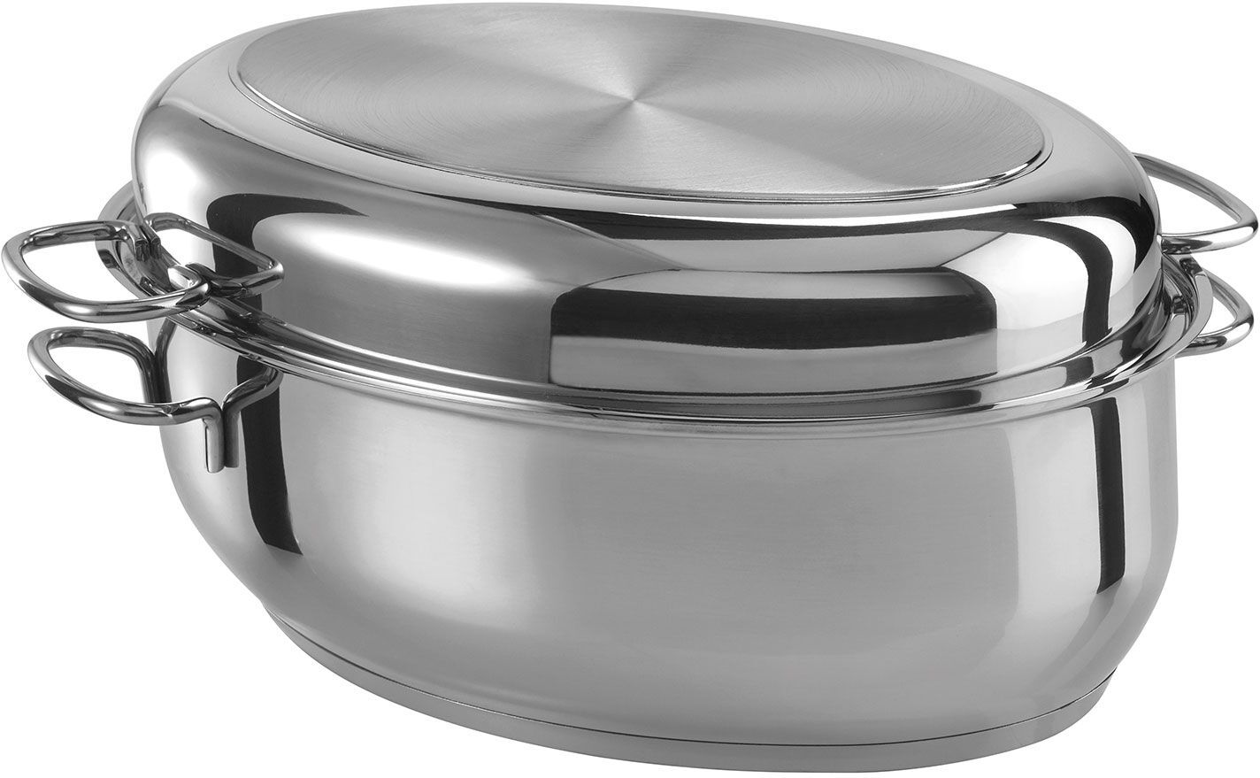 GSW  Edelstahl Bräter oval 38 cm, 3 in 1