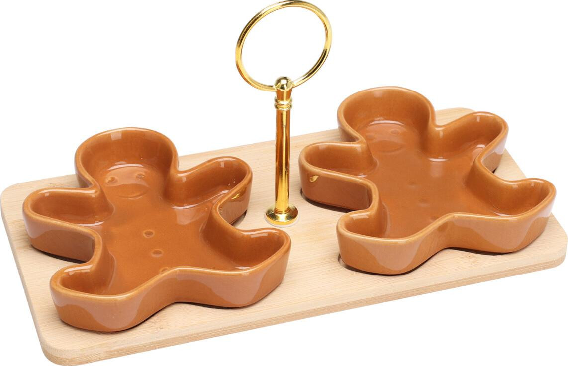 EH Excellent Houseware ZIMORA koekjesschaaltjes met bamboe plank, 3 stuks