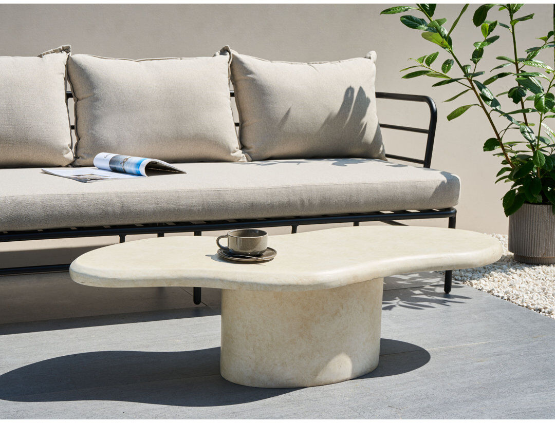 Metro Pedestal Coffee Table Beige 34cm H X 120cm W X 57cm D