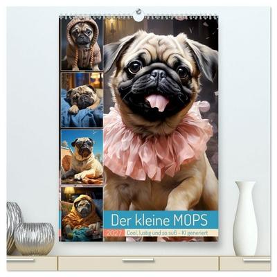 Der kleine Mops (hochwertiger Premium Wandkalender 2027 DIN A2 hoch), Kunstdruck in Hochglanz