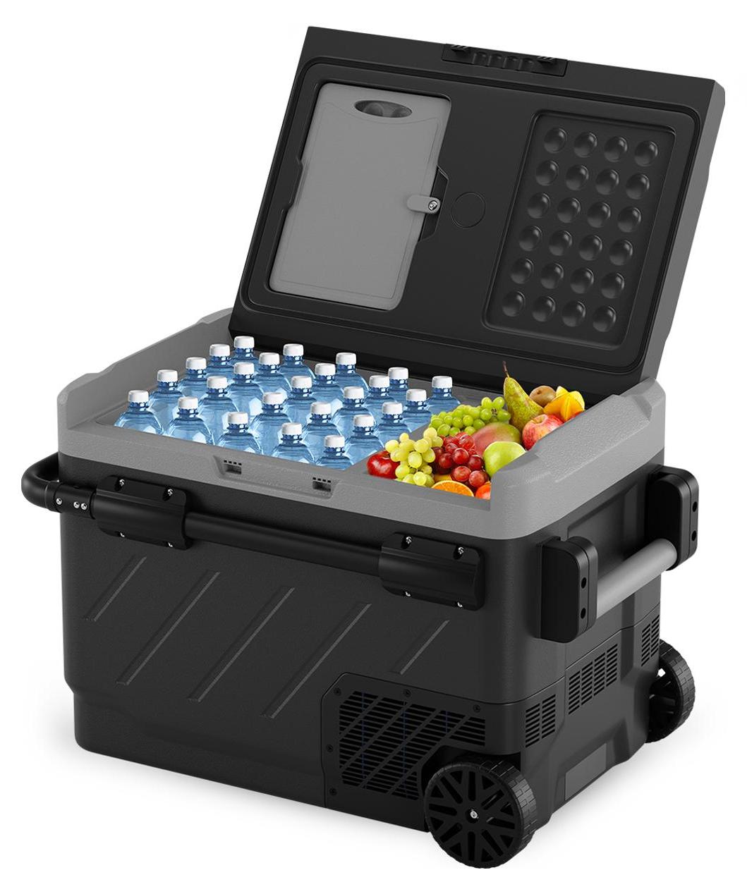 Auronic Kompressor Kühlbox Elektrisch 12V und 230 Volt - Camping Kühlschrank - Auto - Gefrieren und Kühlen - Coolbox - 49L - Gefrierbox - Grau