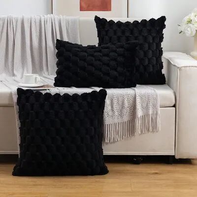 Perfect Picks Market "Snowflake Velvet Throw Pillow Cover For Sofa & Living Room Decor black 17.72"" 17.72"" Inches"