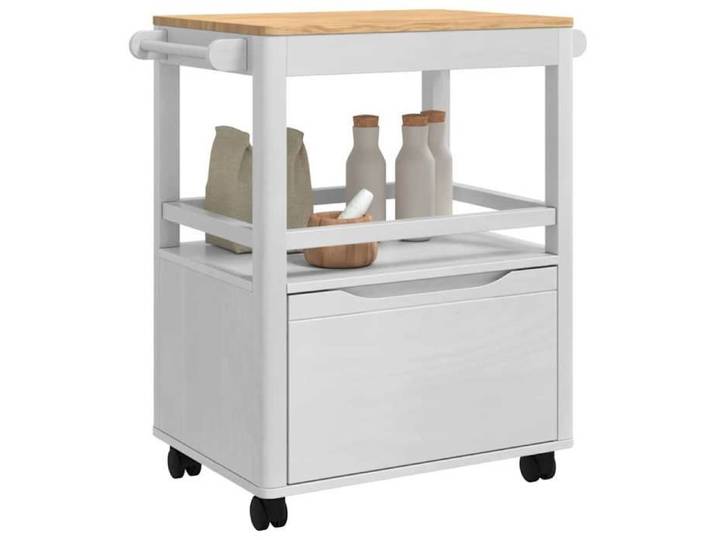 Black friday Chariot de cuisine/Chariot de Service - Desserte cuisine - FLORO Blanc 72 5 x 45 x 80cm 4755629