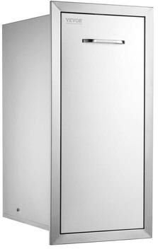 CARMORICO Pull-Out Trash Drawer, Stainless Steel Roll-Out Bin with Sliding Rails and Handle for Outdoor Kitchen or BBQ Island