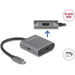 Delock USB Type-CTM Splitter (DP Alt Mode) zu 2 x HDMI MST mit USB Type-CTM PD, Switch Box