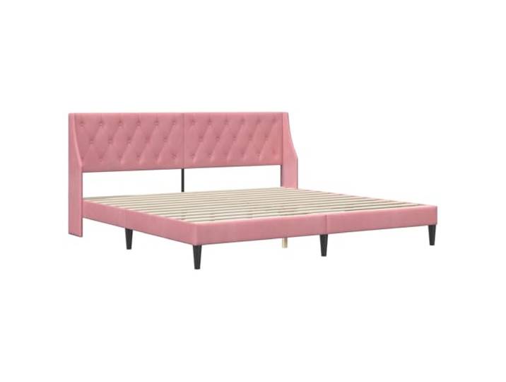 SKTQYQO Bett aus Samt, Rosa, 180 x 200 cm, mit Kopfteil Basis aus Sperrholz, Latten inklusive, gedrehte Beine, modernes Design für Zimmer