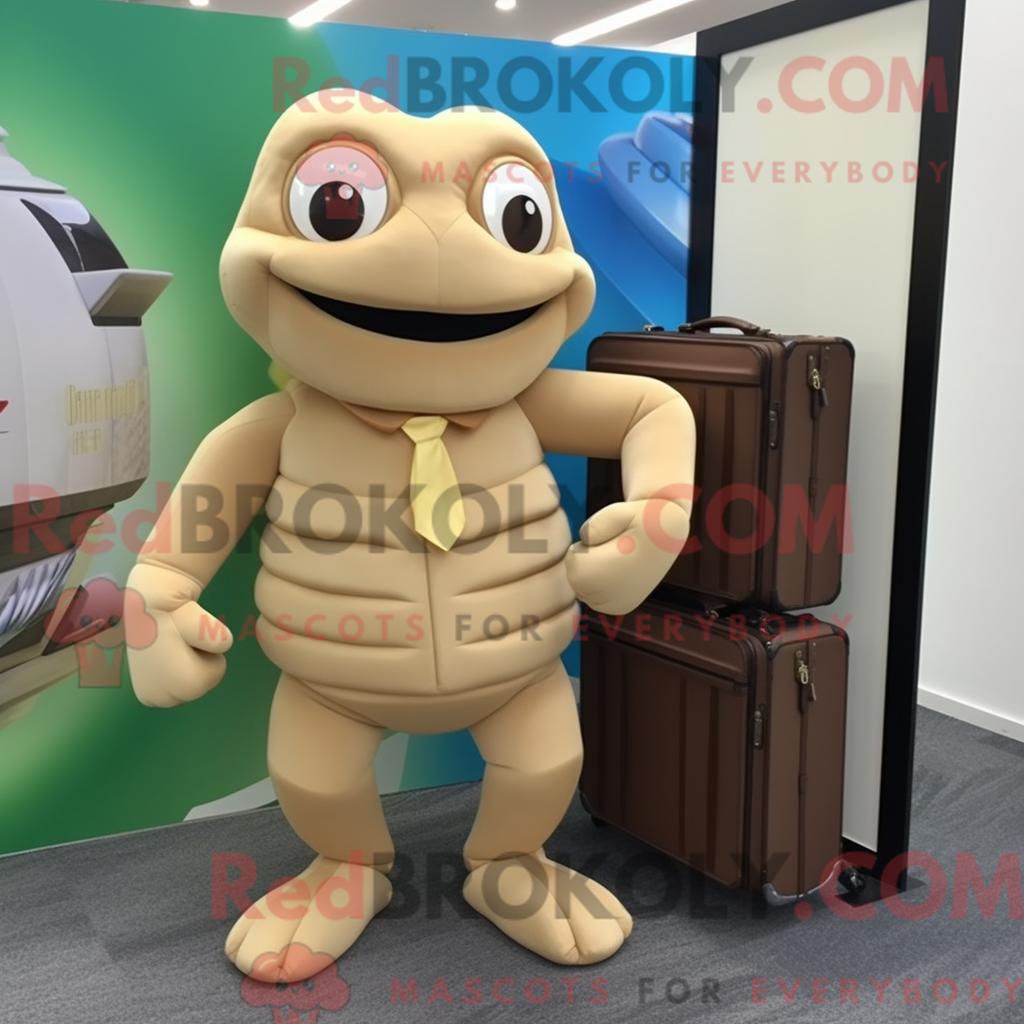 Maskottchenkostüm REDBROKOLY Candy Box in Beige mit Rollkragen und Aktentasche