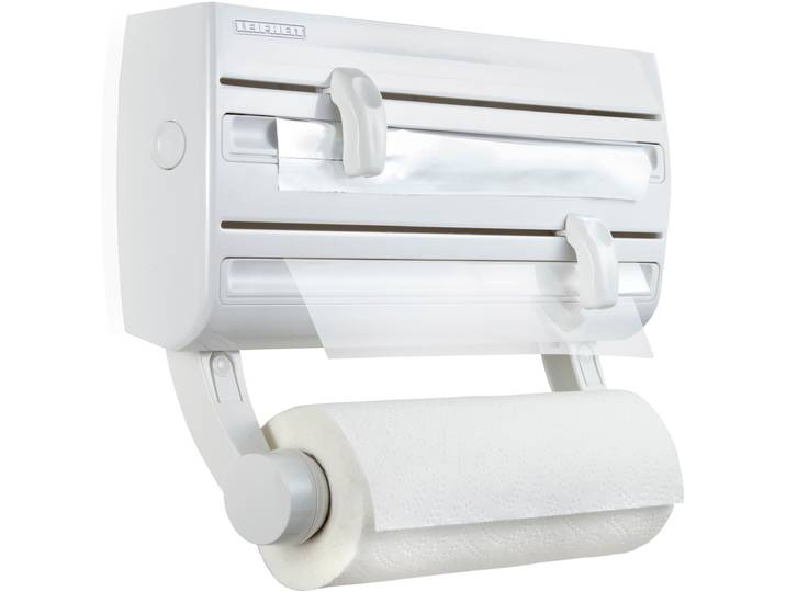 Wandrollenhalter LEIFHEIT Parat F2 , weiß, B:41,2cm H:19,3cm T:10cm, Kunststoff, Küchenrollenhalter, Wandrollenhalter, Kunststoff, 3-in1