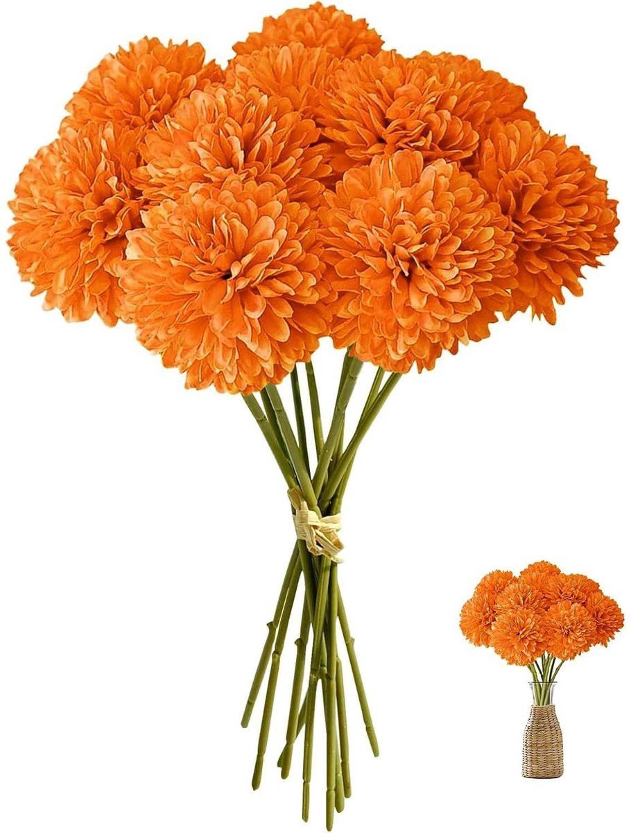 Dailygoods Kunsthortensia Realistisch Boeket - Set van 12 Kunstbloemen met Flexibele Steel voor Decoratie en Bruiloften