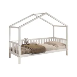 HAUSBETT Kapua 90x200 auch als Bodenbett Kiefer Massivholz Weiß