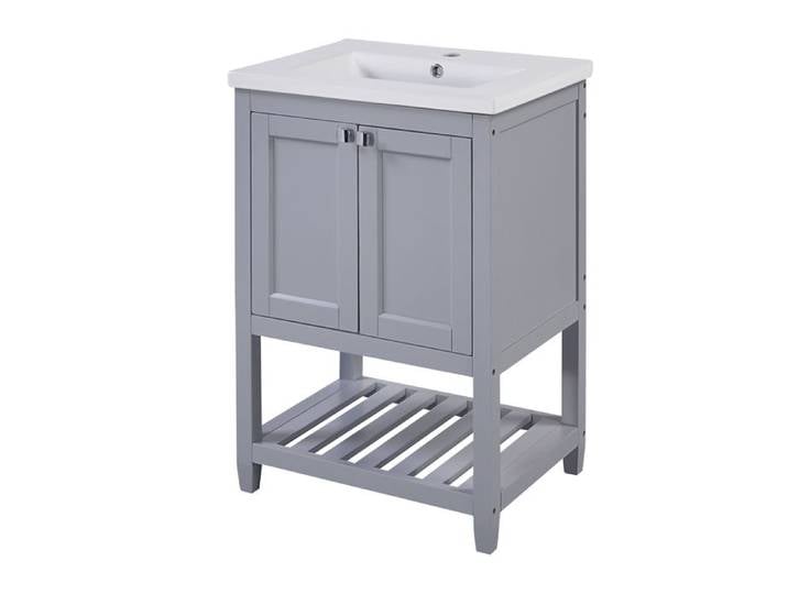 Meuble vasque - FURNITURER - FurnitureR - Gris - 61x47x87 cm - Lavabo intégré