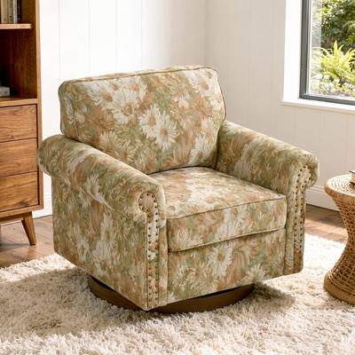 Lumibee Modern Upholstered Swivel Accent Chair with Rolled Arm