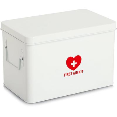 Aufbewahrungsbox ZELLER PRESENT "Metall, weiß", weiß (weiß, rot), B:32cm H:20,5cm T:19cm, Metall, Aufbewahrungsboxen, Aufbewahrungsbox, robust, dekorativ, flexibles Ordungssystem